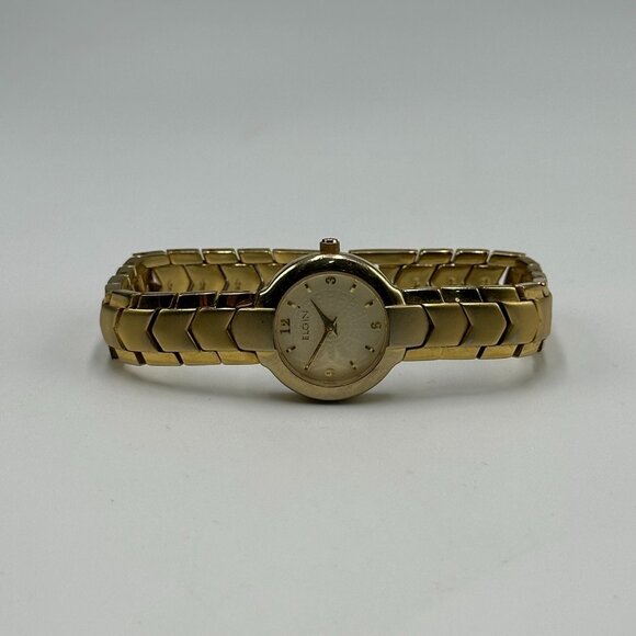 Elgin Watch Women Gold Tone Round 21MM Dial New Battery 7 Inch - Picture 8 of 15